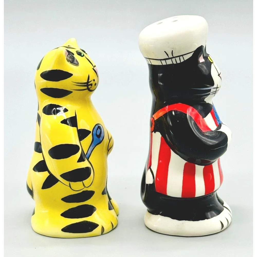 Catzilla Big On Cats Chef Cats Ceramic Salt Pepper‎ Shaker Set Candace Reiter